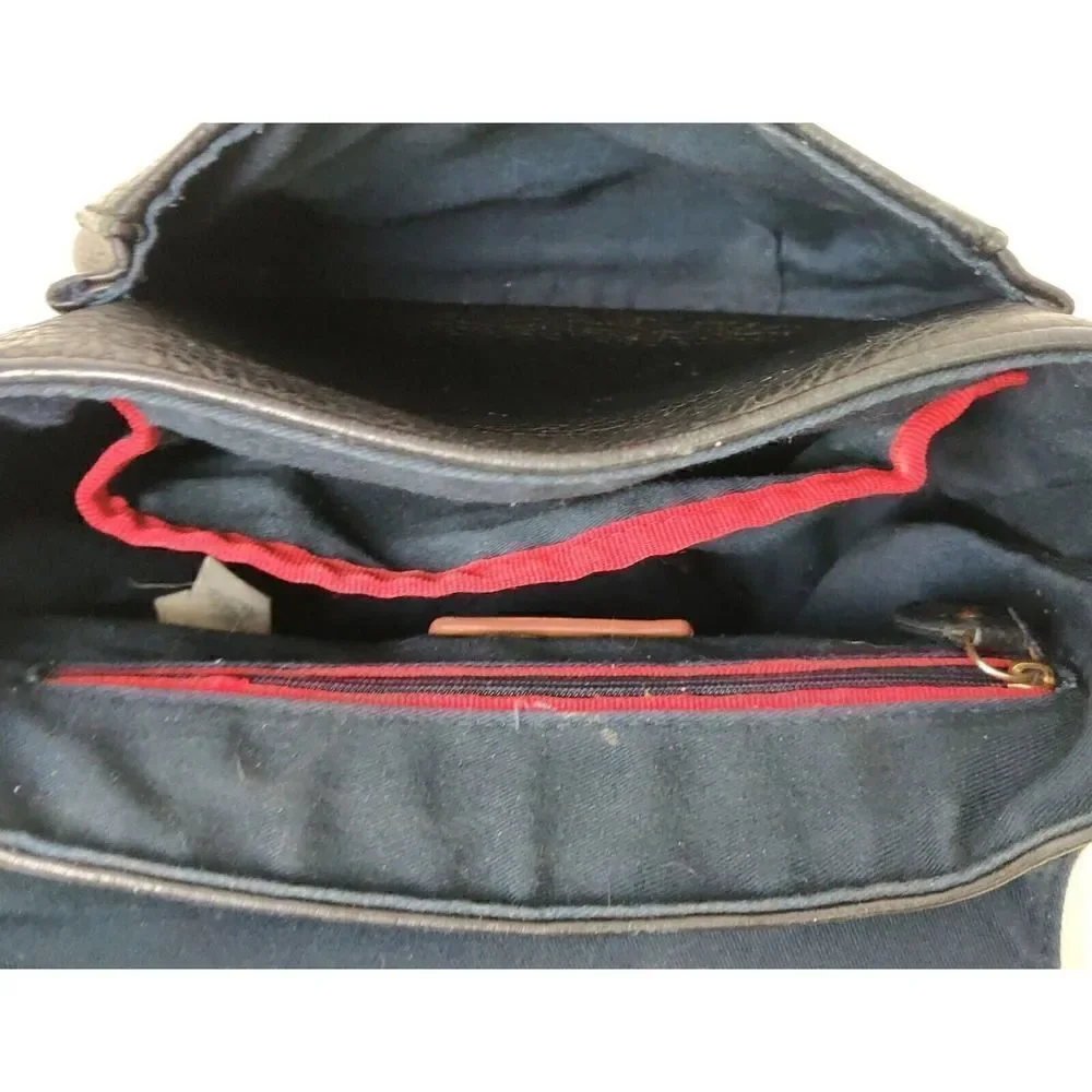 VTG TOMMY HILFIGER BLUE GENUINE LEATHER MESSENGER SHOULDER BAG X-BODY HANDBAG